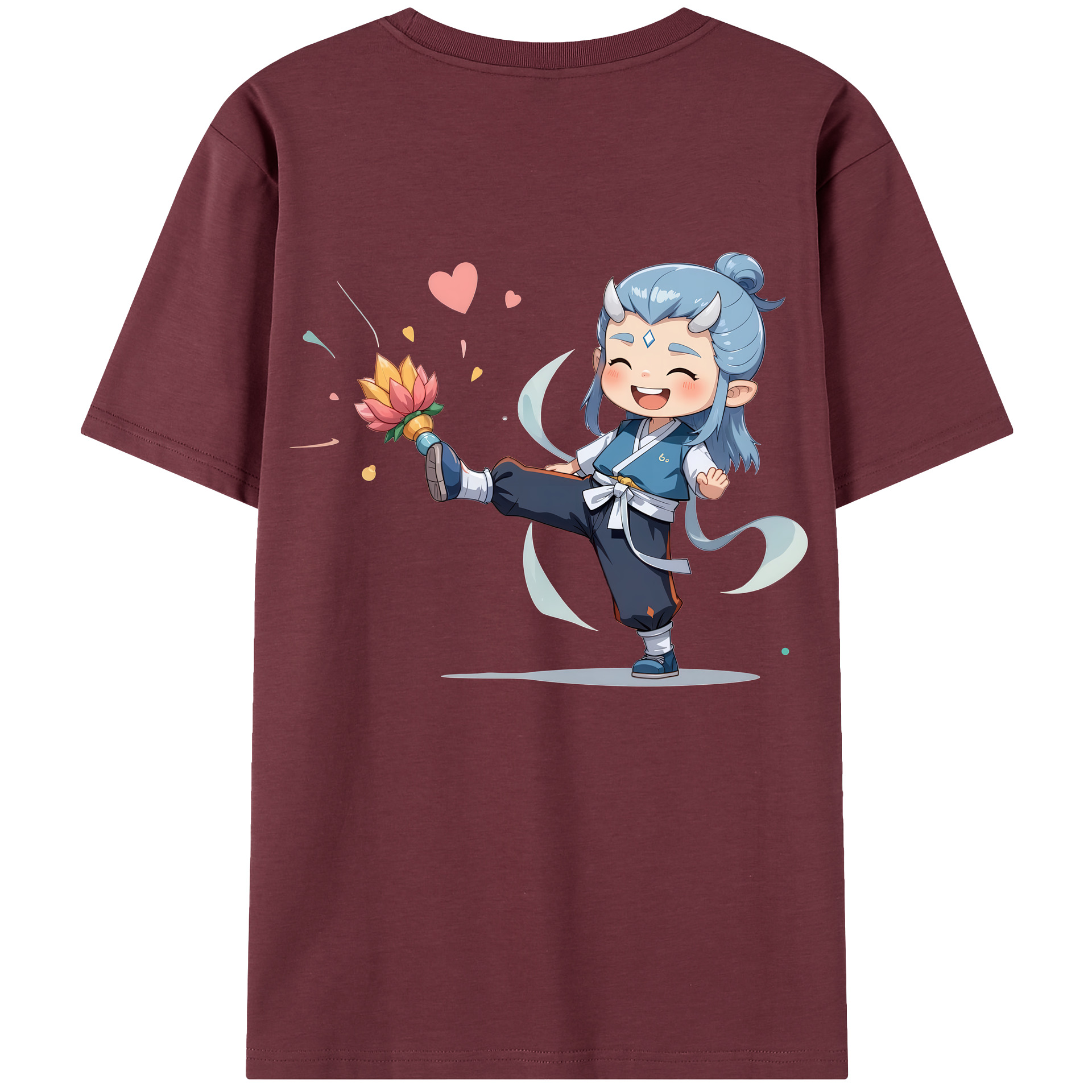 （画像用） Ne Zha 2 ナタ 魔童の大暴れ 綿100％半袖Tシャツ（背面プリント）
